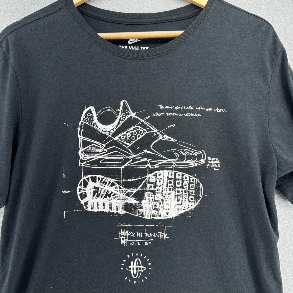 Nike Harachi Runner Sketch Tee 89 Black Athletic Cut T-Shirt L Streetwear Gym